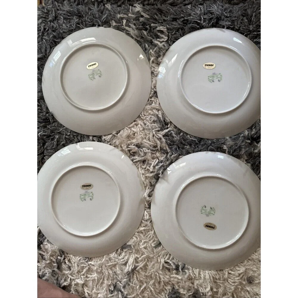 4 Seymour Mann Floral Plate and Mug Set: Blue & Yellow Kitchenware 1976